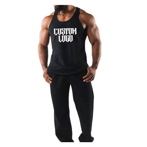 Camisetas sin mangas para hombre, casuales, acanaladas, de algodón, para gimnasio, fitness, correr, transpirables, de color liso, con logo personalizado - Product Image 2