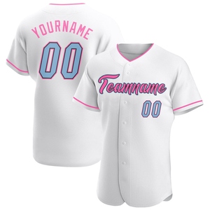 Wholesale Best Selling OMMIZ INDUSTRY Custom White Pink Pea Green-<b>Gold</b> Authentic Two Tone Baseball Jersey - Product Image 4