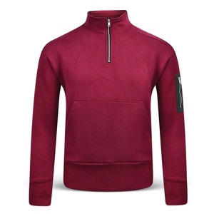 Pull en molleton tricoté décontracté pour homme, en coton, avec broderie 3D unie, col quart zippé, anti-boulochage, respirant, style streetwear - Product Image 6