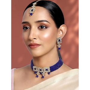 Conjunto de Collar, Pendientes y Tocado de Aleación de Zinc Bañado en Oro con Piedras de Zirconia, Diseño Floral, Joyería Clásica para Boda, para Mujer, Tercera Marca - Product Image 5