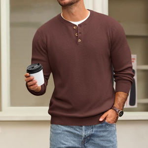 Vente en gros de pulls d'hiver à manches longues pour hommes, de haute qualité, épais, respirants, en coton mélangé. - Product Image 4