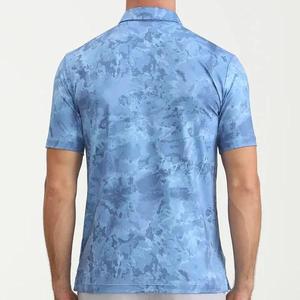 เสื้อโปโลผู้ชายสีน้ำเงินแบบย้อมสี  แขนสั้น สีพื้น ผ้าถักระบายอากาศ โพลีเอสเตอร์  เสื้อผ้าลำลองสำหรับเล่นกอล์ฟ - Product Image 6