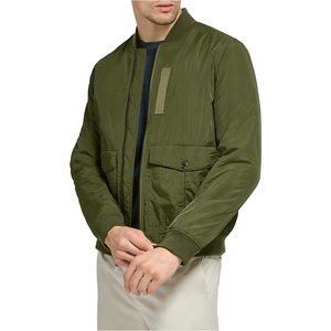 <b>Men</b>’s <b>Lightweight</b> <b>Casual</b> Bomber <b>Jacket</b> Stylish Ribbed Collar Elastic Cuffs Hem Smooth Zip Up Front Long Sleeves Convenient Side - Product Image 4
