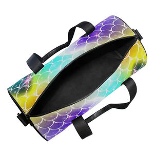 Mermaid Scale Print Duffel <b>Bag</b> <b>Large</b> Capacity Polyester Sport Fitness Travel Gym <b>Bag</b> with Zipper Closure and Black Handles - Product Image 5