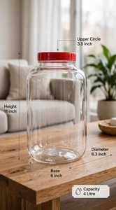 Frasco de Vidrio Grande de 4 Litros con Tapa de Plástico Roja, 11 Pulgadas de Alto, Envase de Vidrio Vacío para Almacenamiento de Galletas - Product Image 1