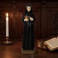 Statue religieuse artisanale Art Déco en résine peinte à la main, Saint Charbel, souvenir catholique, décoration intérieure