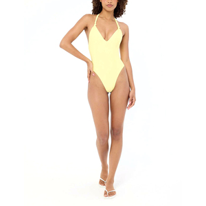 Custom Women One Piece Swimsuit Deep V Neck Backless Monokini Swimwear Solid Color Beachwear OEM ODM - Product Image 1