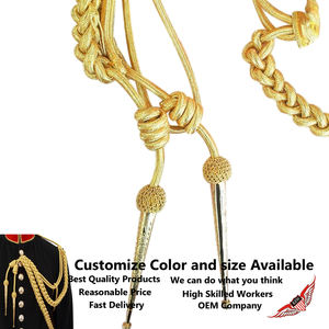 Aiguillette Dorada de Tamaño Completo, Etiquetas Doradas, Aiguillette Dorada de Mylar para Uso Militar, Naval o Ceremonial - Product Image 3