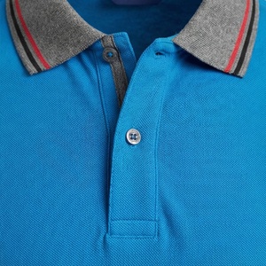 Polo piqué bleu à manches courtes pour homme, décontracté, respirant, coupe classique, design tricoté uni - Product Image 4