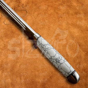 Couteau Bowie D2 en acier, fabriqué à la main, avec manche en pierre précieuse, pour la chasse, la survie, tactique, lame fixe, avec étui en cuir. - Product Image 4