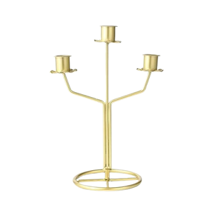 Portavelas de Aluminio Dorado Hecho a Mano, Adornos de Mesa para Cenas a la Luz de las Velas, Decoración Especial para Sala de Estar - Product Image 1