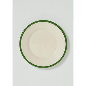 Assiette plate ronde réutilisable de qualité alimentaire, émaillée vert menthe avec bord rouge, design minimaliste, plats et assiettes personnalisables, utilisation en café - Product Image 3