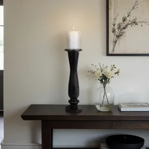 Luxury Handmade Metal Candle Holder for Designer Furniture Home AccessoriesMatte <b>Black</b> Wooden <b>Candlestick</b> Holder Tapered Shape - Product Image 5