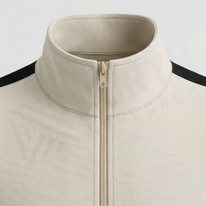 Survêtement décontracté pour homme, couleur unie, fermeture éclair intégrale, col montant, respirant, polyester et coton, vêtement de sport d'automne, coupe régulière avec côtés zippés - Product Image 4