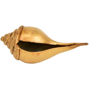 Concha de latón de 2 pulgadas hecha a mano, artículo auspicioso para decoración del hogar, hecha en la India para regalar - Product Image 2