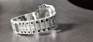Luxury VVS Moissanite Bageutte <b>Watch</b> Automatic Diamond Bezel <b>Square</b> <b>Face</b> Roman Numerals Hip Hop Jewelry Timepiece - Product Image 5