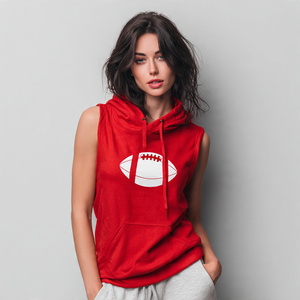 Sudadera con Capucha Estampada de Fútbol para Mujer, 100% Poliéster, Ropa Deportiva sin Mangas, Sudadera Deportiva para Mujer, Sudadera de Entrenamiento de Fútbol para Mujer - Product Image 3