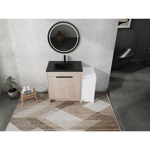 Mobile Bagno Freestanding da 42 Pollici con Lavabo in Ceramica Nera, Armadietti Contenitori e Ante con Chiusura Ammortizzata - Set Combinato 02430+0312 - Product Image 6