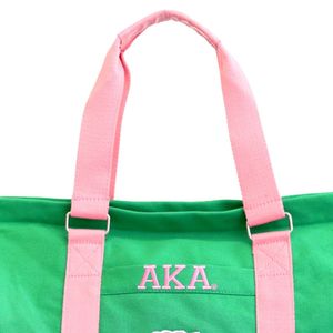 Green Pink <b>Canvas</b> Tote <b>Bag</b> Women <b>Large</b> Shoulder Handbag Fashion Casual Carry <b>Bag</b> Embroidered Design Shopping Travel Daily Use - Product Image 2