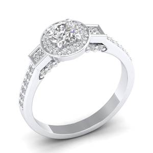 Anillos de compromiso REYES Solitaire de plata de ley 925 con corte redondo de 0,87 quilates y moissanita para mujer, regalo de aniversario, joyería fina - Product Image 2