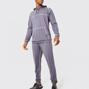 Ensemble 2 pièces pour homme de qualité supérieure, effet délavé soleil, 100% coton molletonné, logo imprimé personnalisé, sweat-shirt et pantalon de jogging, style hip-hop. - Product Image 1