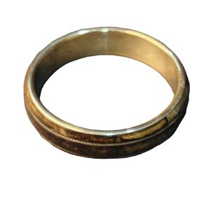 Bracelet en os de style antique à patine foncée avec incrustation en laiton tressé – Bracelet artisanal tribal rustique – Finition vintage - Product Image 1