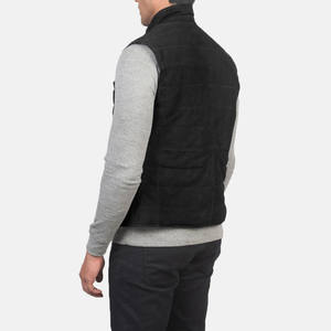 Gilet en cuir suédé noir pour homme, nouvelle arrivée, gilet chauffant en cuir suédé de haute qualité - Product Image 6