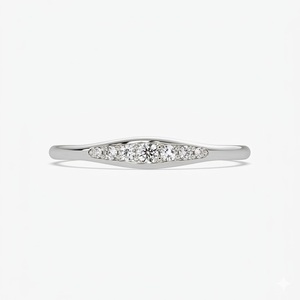 10K/14K/18K Gold Graduated Lab Grown Diamond <b>Ring</b> Minimalist <b>Stacking</b> Band Pinky <b>Ring</b> Tapered Pave Set Band Everyday Luxury Gift - Product Image 3