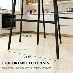 Black Rattan Bar <b>Stool</b> <b>Dining</b> Chair with Two Bars Set of Two - Product Image 4