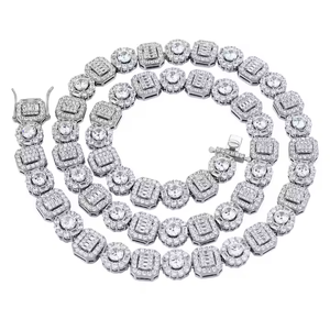 <b>Iced</b> <b>Out</b> Moissanite Tennis Link Necklace Premium Round Brilliant Cut Hip Hop <b>Chain</b> Jewelry for Men Women Gift - Product Image 3