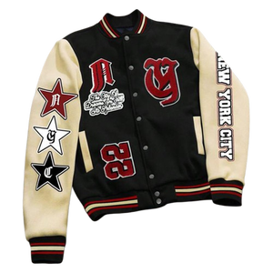 College Inspired Varsity <b>Jacket</b> Men's Two-Tone Sleeves 100% Cotton Fleece Lining Windproof Breathable Double Breasted Winter - Product Image 1