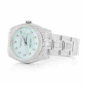 Luxury Fully <b>Iced</b> <b>Out</b> Moissanite <b>Watch</b> Ice Blue Dial Automatic Mechanical Diamond <b>Watch</b> Stainless Steel - Product Image 4