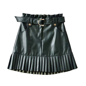 Nouvelle jupe en cuir 2026 pour femme et fille, style écolier, coupe trapèze, taille haute, plissée, avec ceinture large, pour le pickleball et le patinage - Product Image 3