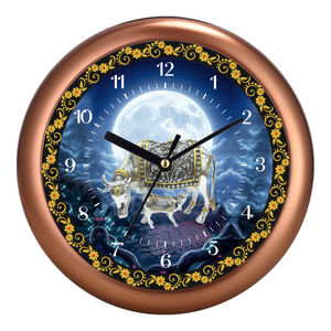 Horloge murale en plastique Kamdhenu Vache et Veau, cadeau spirituel indien traditionnel pour la remise des diplômes, la fête des pères, article promotionnel personnalisé - Product Image 1