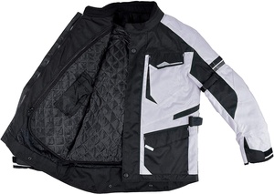 Unisex Black <b>White</b> Leather Motorcycle <b>Jacket</b> Canvas Fabric Winter Windproof Stand Collar Regular Fit Zipper Closure Moto <b>Biker</b> - Product Image 3