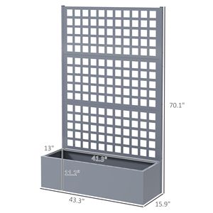 Fioriera Rialzata Grigia Zincata 43 X 16 X 70 con Traliccio per Piante Rampicanti e Ortaggi - Product Image 3