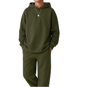 Hot Sale OEM Service Custom Pullover Hoodie Tracksuits Set Sweatshirts & Sweatpants Side Pockets Fleece Terry Kids <b>Track</b> <b>Suits</b> - Product Image 4