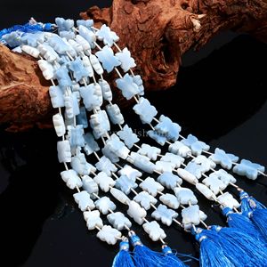 Cuentas de Ópalo Azul Natural Talladas en Forma de Flor de 11-12mm, Cuentas de Ópalo Talladas a Mano, Cuentas de Cristal de Ópalo, Venta al por Mayor, Hilo de 8 Pulgadas - Product Image 4