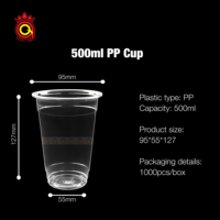 Gobelets jetables écologiques en plastique PP QUANG QUAN 95 mm 14 17 20 24 oz à paroi simple pour smoothies, thé au citron, thé aux perles, café avec couvercles