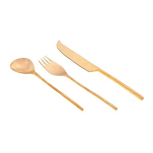 Ensemble de couverts en laiton pur fait main, 3 pièces, vaisselle de luxe de qualité supérieure, ensemble de couverts classiques dorés pour table à manger, à prix avantageux - Product Image 1