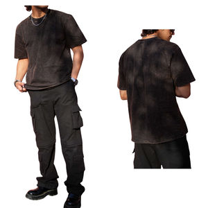 T-shirt ample pour homme 100 % coton respirant, coupe lourde de luxe, épaules tombantes, design de logo personnalisé, t-shirt vierge biologique coupe carrée - Product Image 1