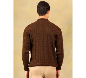 OEM Custom Heavyweight Men's Brown Cable Knit Sweater Long Sleeve Winter Pullover Knitted <b>Jumper</b> For Men Warm Male Knit Sweater - Product Image 6