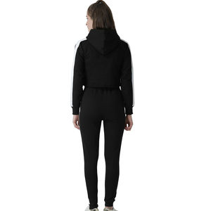 Conjunto Deportivo de Dos Piezas para Mujer, Sudadera con Capucha de Felpa de Algodón Informal para Invierno, Pantalones Deportivos Sólidos de Punto con Diseño de Logotipo Estampado en la Parte Delantera - Product Image 2