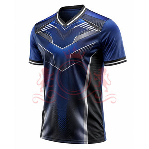 Maillot de football pour homme à motif géométrique bleu, manches courtes, col en V, polyester respirant, coupe athlétique, toutes saisons - Product Image 6