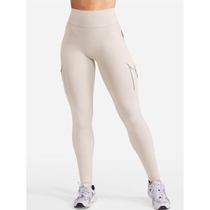 Light Beige Color Legging For Women's Highly Stretchable Fabric With Multi Pockets Breathable <b>Tights</b> Wholesale Cheap Price - Product Image 1