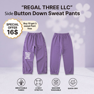Women Printing Button <b>Down</b> Pants High Waist Baggy Drawstring Sweat Full Length Pants Casual Fashion <b>Trousers</b> Custom Ladies Pant - Product Image 1