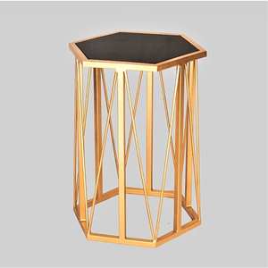 Mesa de café y té moderna de acero inoxidable con tapa de mármol, juego de muebles de sala de estar hechos a mano para uso doméstico - Product Image 1