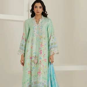 Sehr Co. International Pakistani Modern <b>Silk</b> Dresses for Women-Stylish Party & Wedding Wear Wrinkle Free Digital Print - Product Image 1