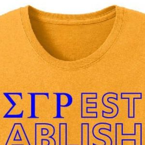 T-shirt Sigma Gamma Rho pour femmes, manches courtes, col rond, personnalisé, lettres grecques, or et bleu, décontracté, à la mode - Product Image 4