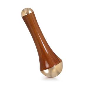 Masseur Kansa Wand 14 cm, Kansya Vati ayurvédique à double tête (4,5 cm et 2 cm), manche en bois de teck, pour le corps, les pieds, le visage et le cou - Product Image 3
